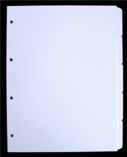 A4 Portrait Extra Wide White Dividers, Set of 5